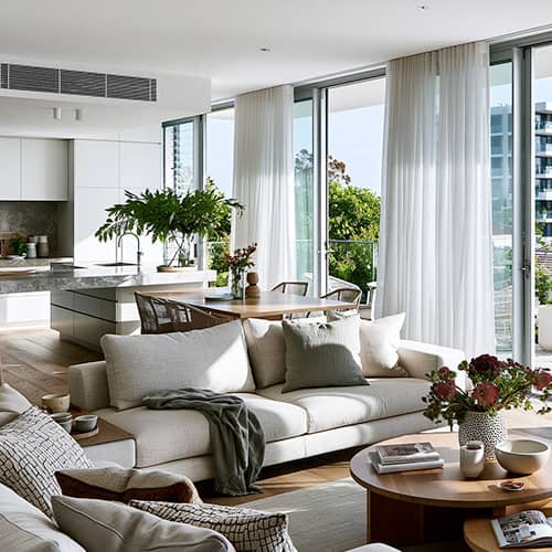White Sheer Curtains in an Apartment